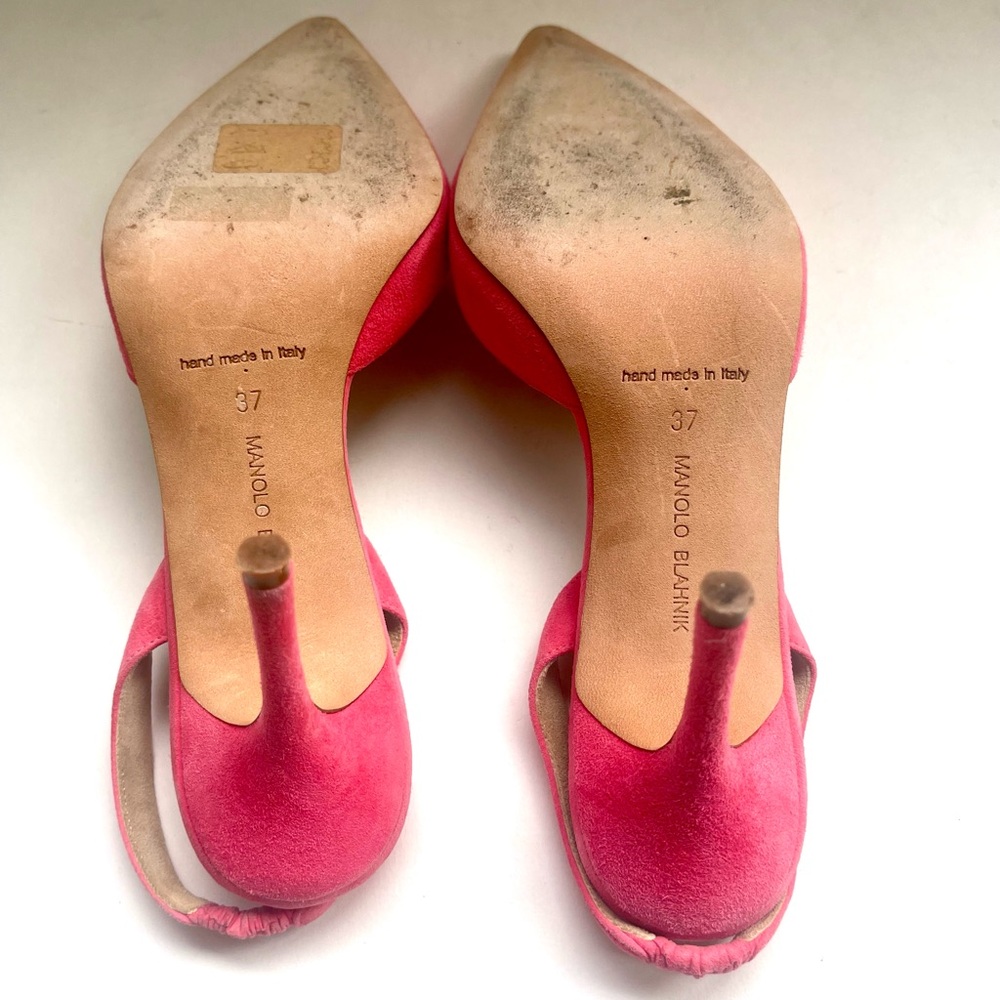 Manolo Blahnik Pink Suede Slingback Pump - Picture 7 of 8
